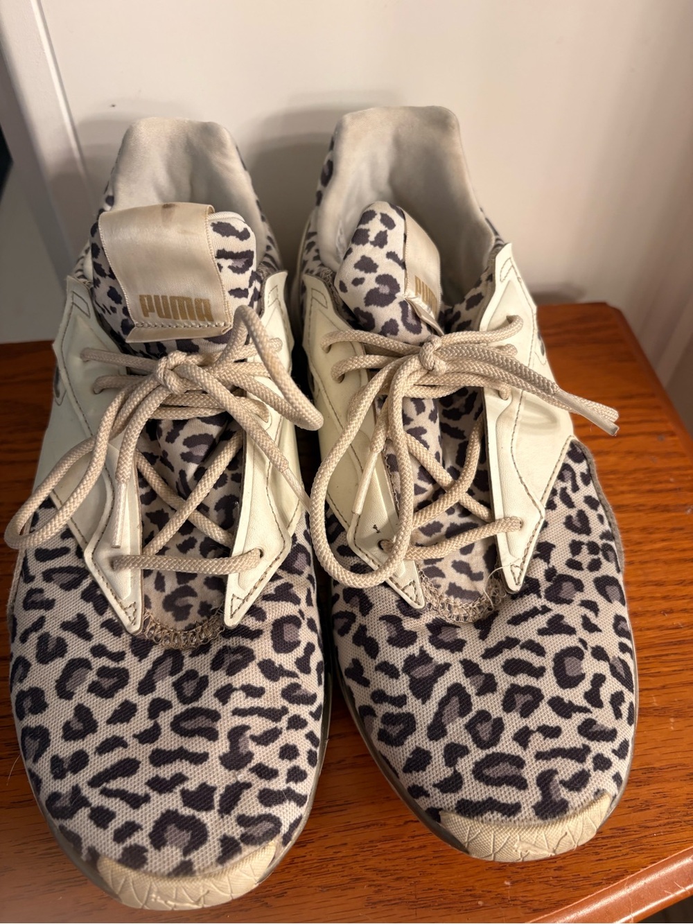 Puma Leopard-Print Trainers in Cream and Black